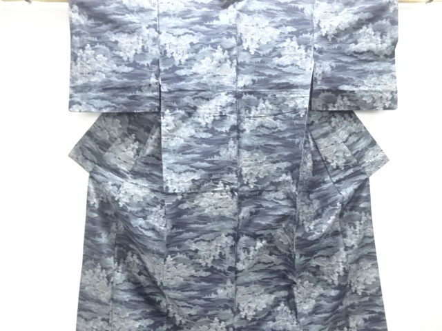 JAPANESE KIMONO / ANTIQUE KIMONO / SILK / TOKAMACHI TSUMUGI / WOVEN SCENERY OF HOUSE